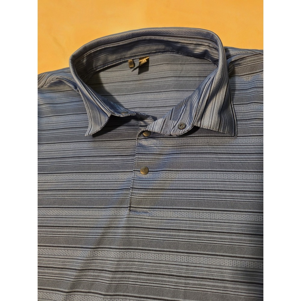 Adidas Cambia Portland Classic Golf Polo Men's Large Blue Striped Primegreen